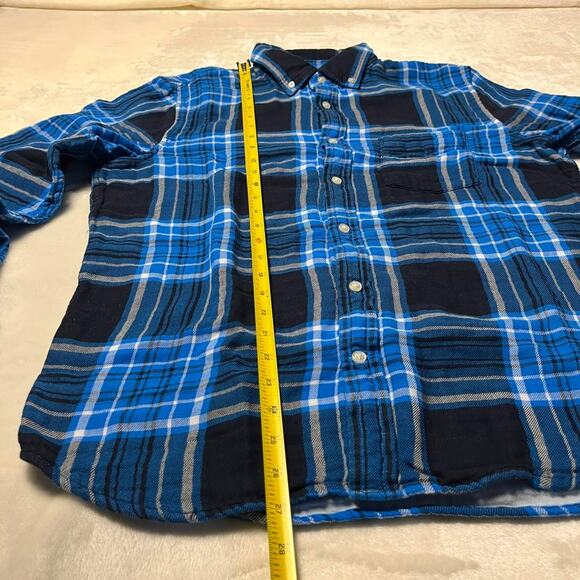 Banana Republic 2 Layer Flannel Untucked Slim Fit Men's L Blue & White Nautical - Picture 6 of 9